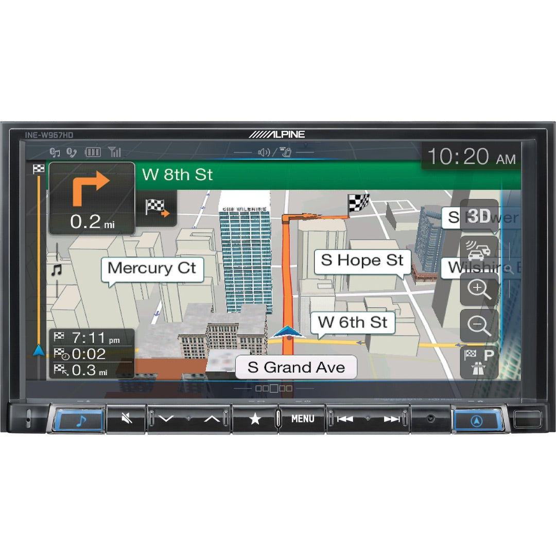 Alpine, Alpine INE-W967HD, Double-Din Car Mech-Less Digital Media Receiver with 7" Screen and GPS Navigation (Does Not Play CDs)