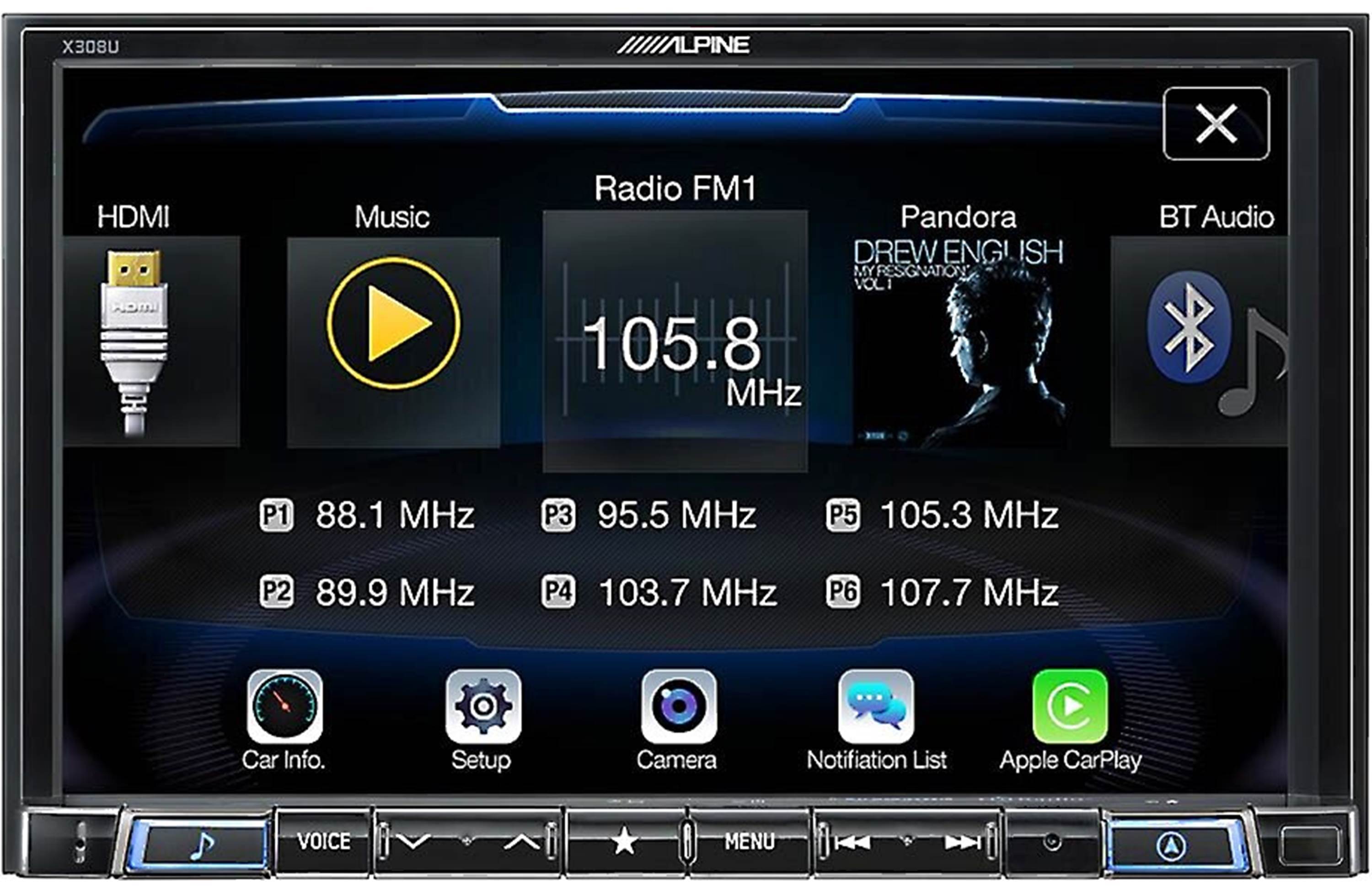 Alpine, Alpine X308U, 8" Mech-less Navigation Receiver w/ CarPlay & Android Auto (OB)