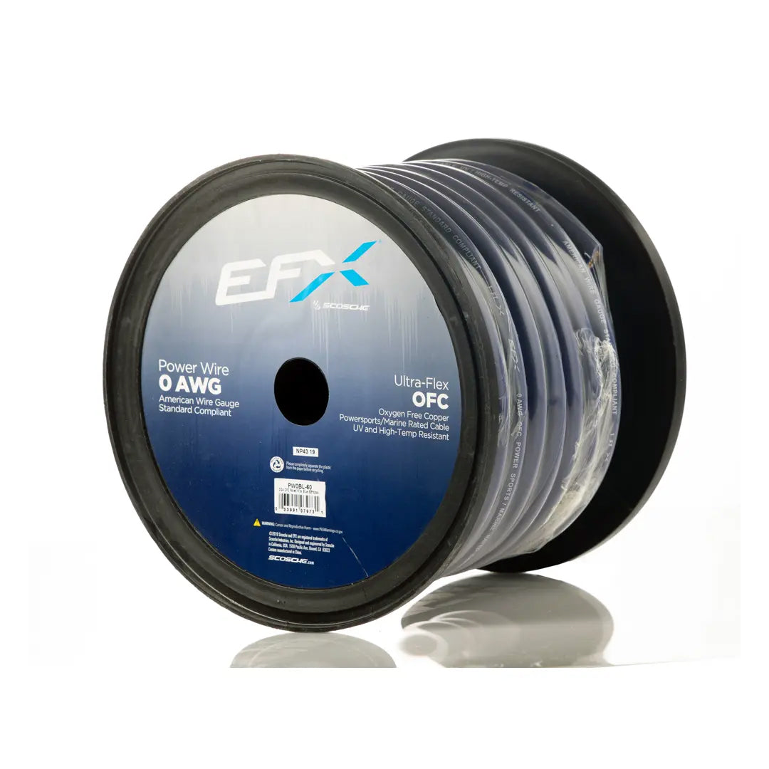 Scosche, EFX by Scosche PW0BL-60, 0GA OFC Power Wire, Blue (60ft spool)