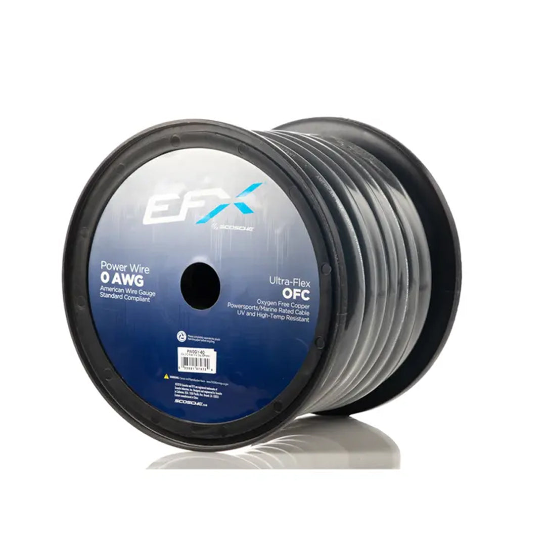 Scosche, EFX by Scosche PW0GY-60, 0GA OFC Power Wire, Gray (60ft spool)