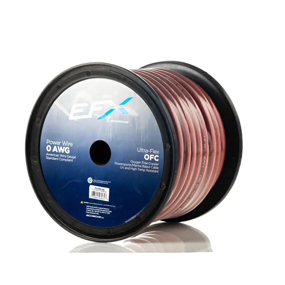 Scosche, EFX by Scosche PW0RD-60, 0GA OFC Power Wire, Red (60ft spool)