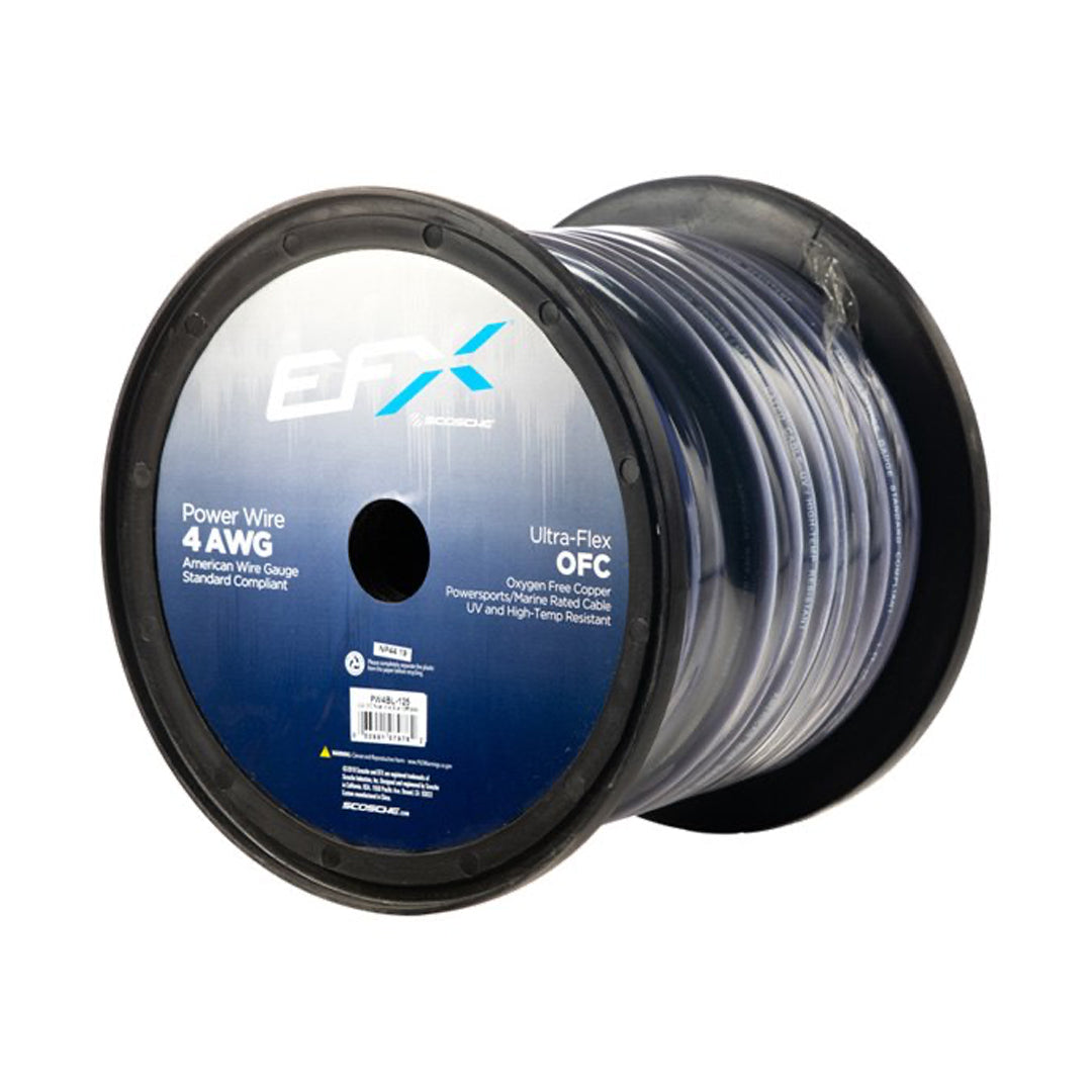 Scosche, EFX by Scosche PW4BL-125, 4GA OFC Power Wire, Blue (125ft spool)