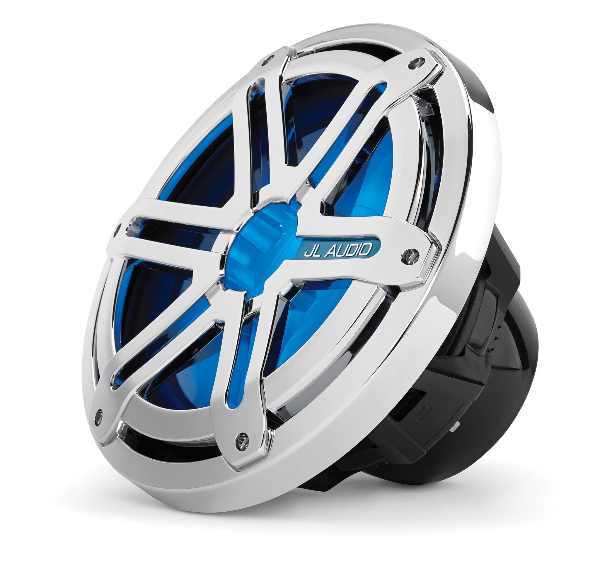 JL Audio, JL Audio MX10IB3-SG-CLD-B, MX Series Marine 10" Subwoofer With LED,  4-Ohm, Infinite Baffle, Chrome Sport Grille, 175W