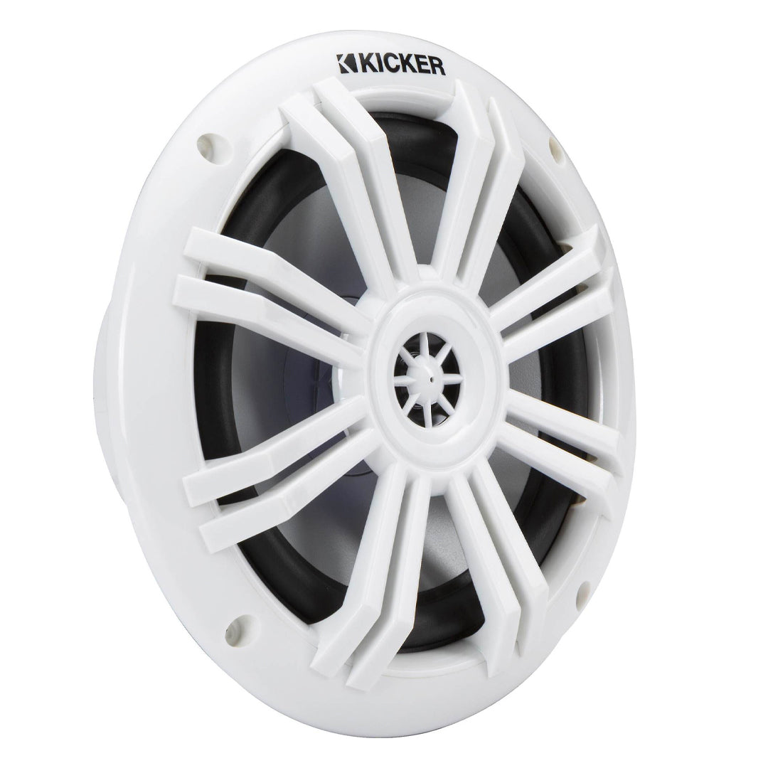 Kicker, Kicker KM604W, KM Series 6.5" 2-Way 4-Ohm Marine Coaxial Speakers, White (49KM604W)