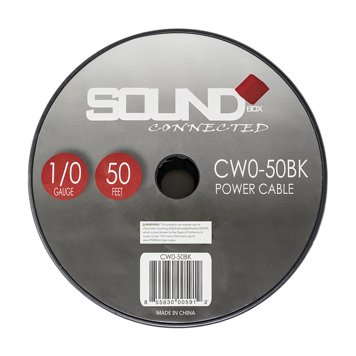 SoundBox, SoundBox CW0-50BK, 0 Gauge 50' CCA Amplifier Power / Ground Wire Spool, Black