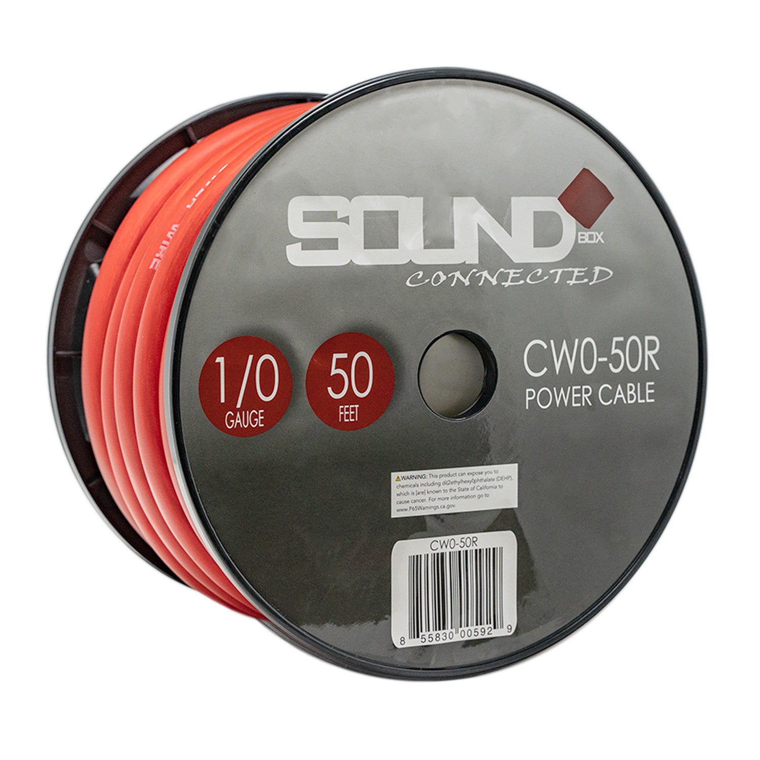 SoundBox, SoundBox CW0-50R, 0 Gauge 50' CCA Amplifier Power / Ground Wire Spool, Red