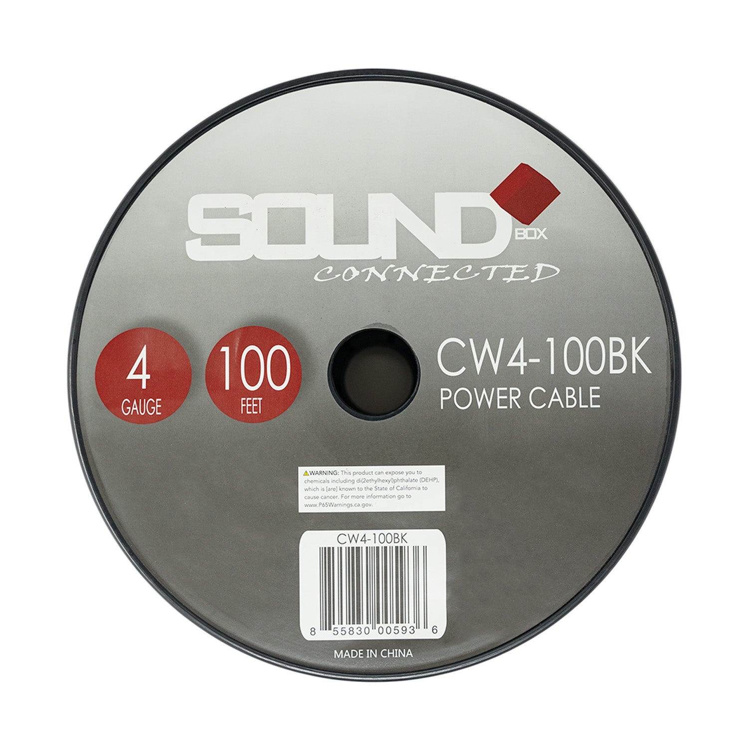 SoundBox, SoundBox CW4-100BK, 4 Gauge 100' CCA Amplifier Power / Ground Wire Spool, Black