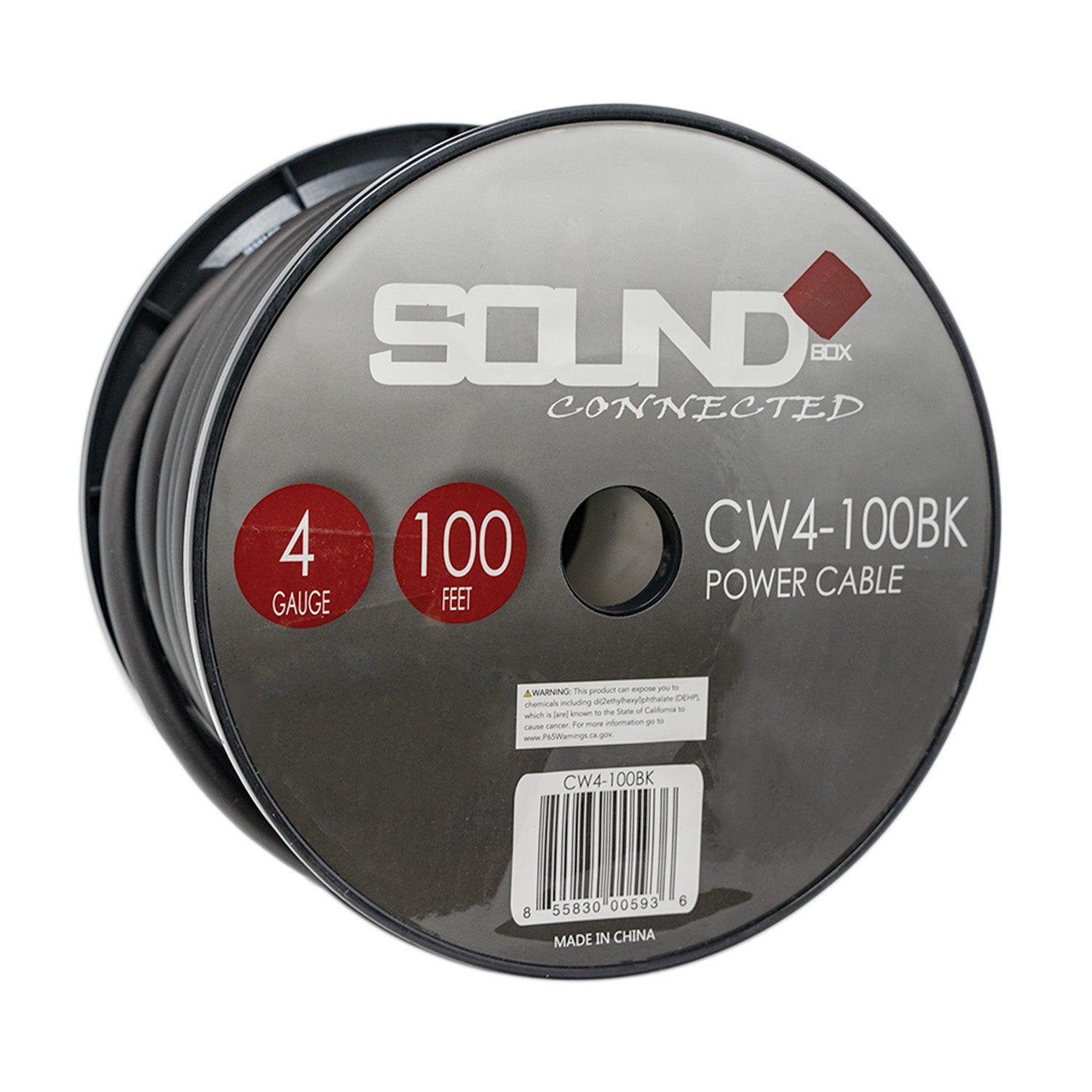 SoundBox, SoundBox CW4-100BK, 4 Gauge 100' CCA Amplifier Power / Ground Wire Spool, Black