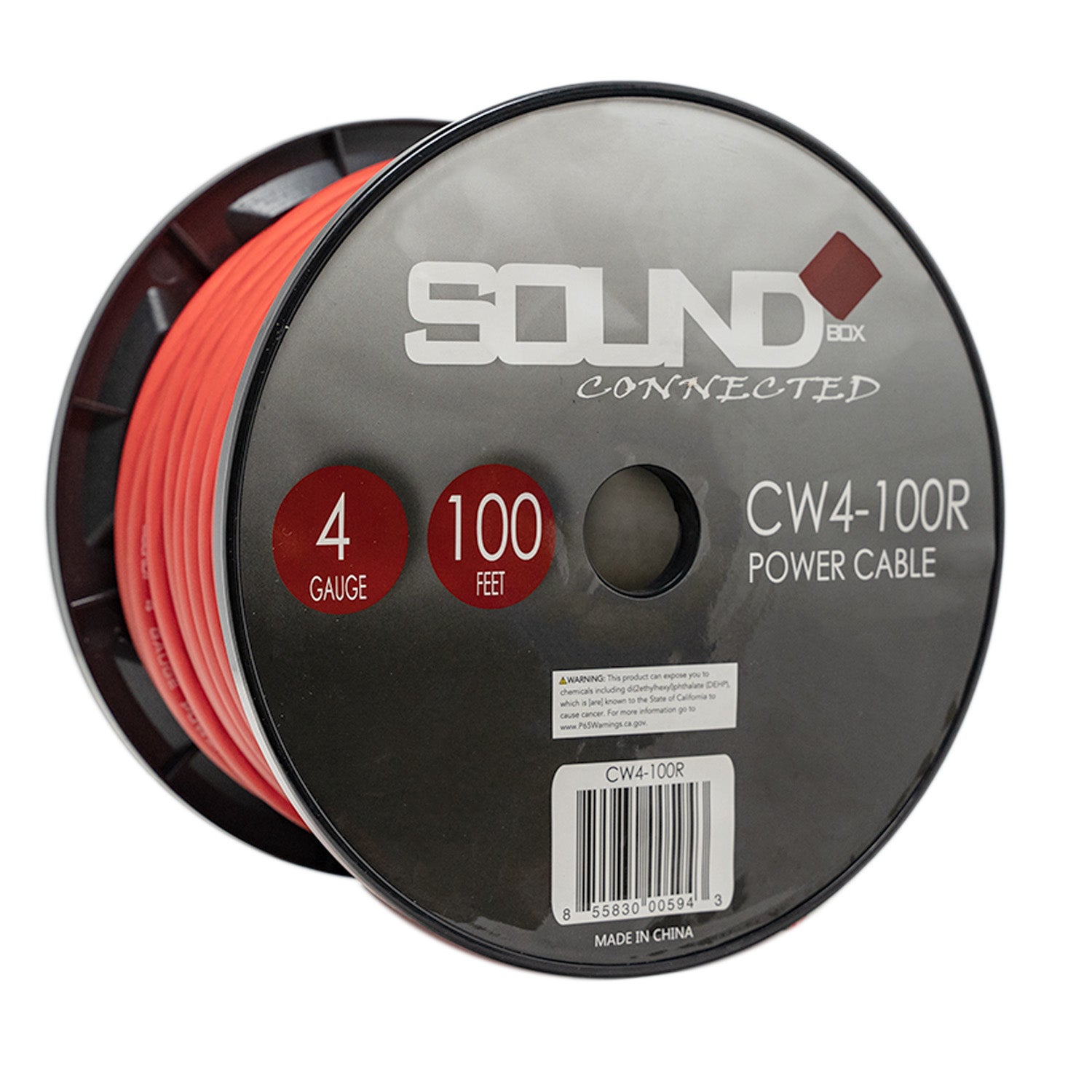 SoundBox, SoundBox CW4-100R, 4 Gauge 100' CCA Amplifier Power / Ground Wire Spool, Red