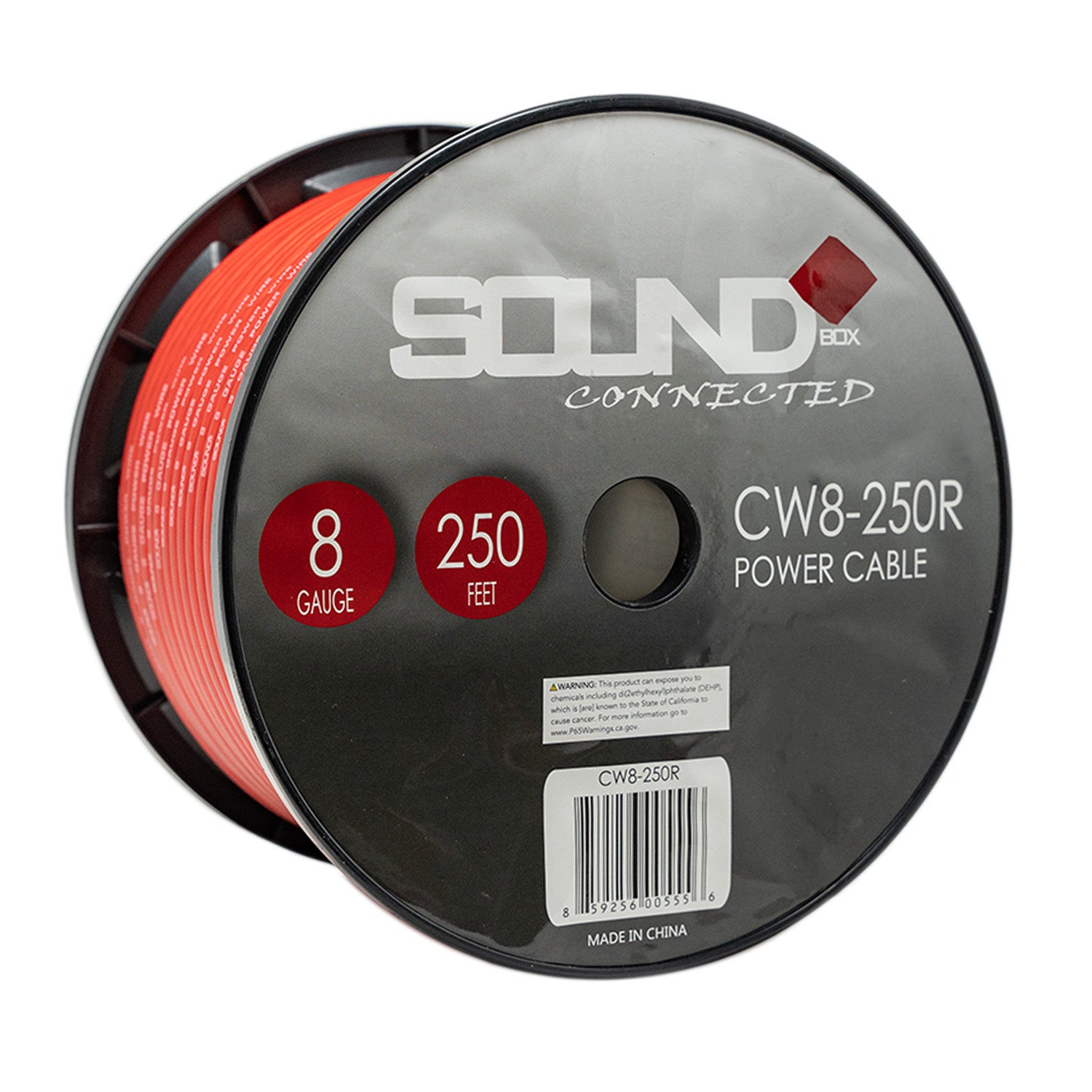 SoundBox, SoundBox CW8-250R, 8 Gauge 250' CCA Amplifier Power / Ground Wire Spool, Red