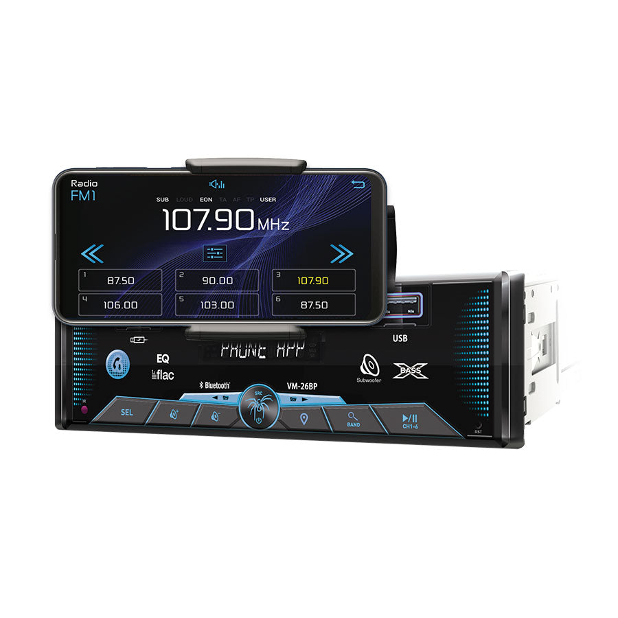 Soundstream, Soundstream VM-26BP, 1-DIN Digital Audio Head Unit, USB/SD, Bluetooth, Phone Holder w/APP