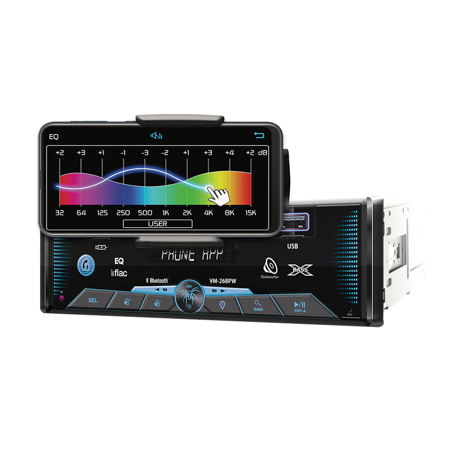 Soundstream, Soundstream VM-26BPW, 1-DIN Digital Audio Head Unit, USB/SD, Bluetooth, Phone Holder w/APP & Wireless Charging