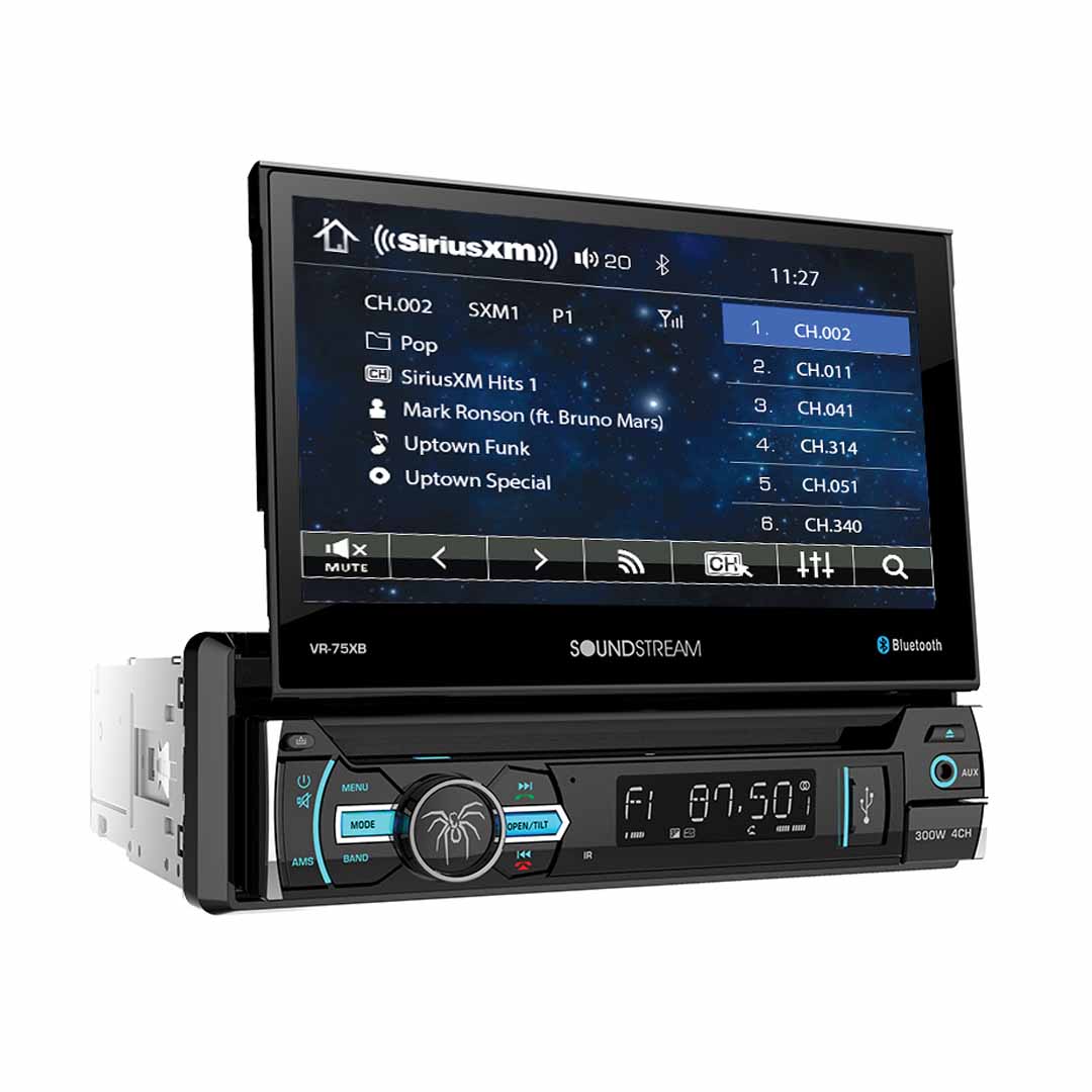 Soundstream, Soundstream VR-75XB, 1-DIN AptiX Source Unit, SXM Ready, w/ Bluetooth, & 7" LCD