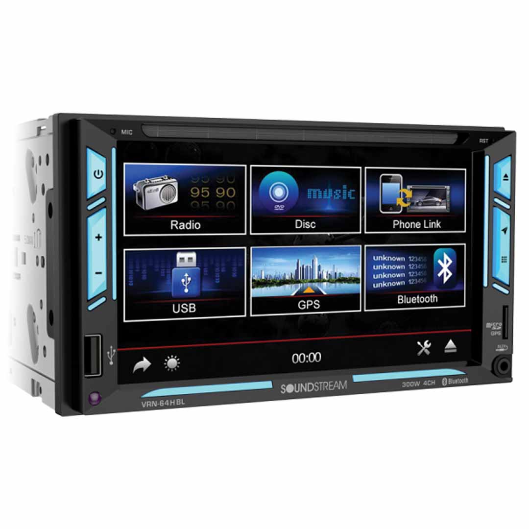 Soundstream, Soundstream VRN-64HBL, 2-DIN AptiX Source Unit w/ iGO GPS, PhoneLink, Bluetooth, & 6.2" LCD, RGB Light Strips