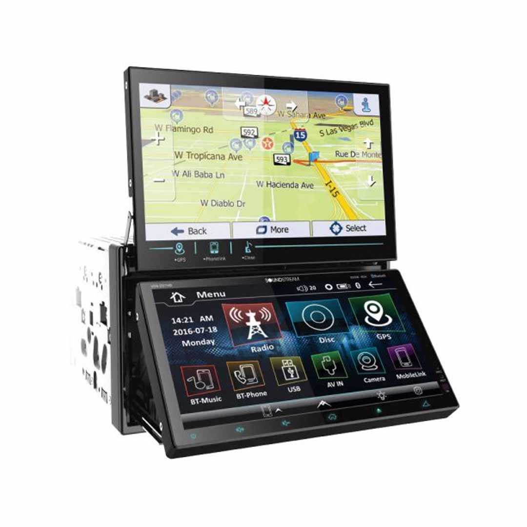 Soundstream, Soundstream VRN-DD7HB, Dual 7" LCD, 2-DIN AptiX Source Unit w/ iGO GPS, PhoneLink