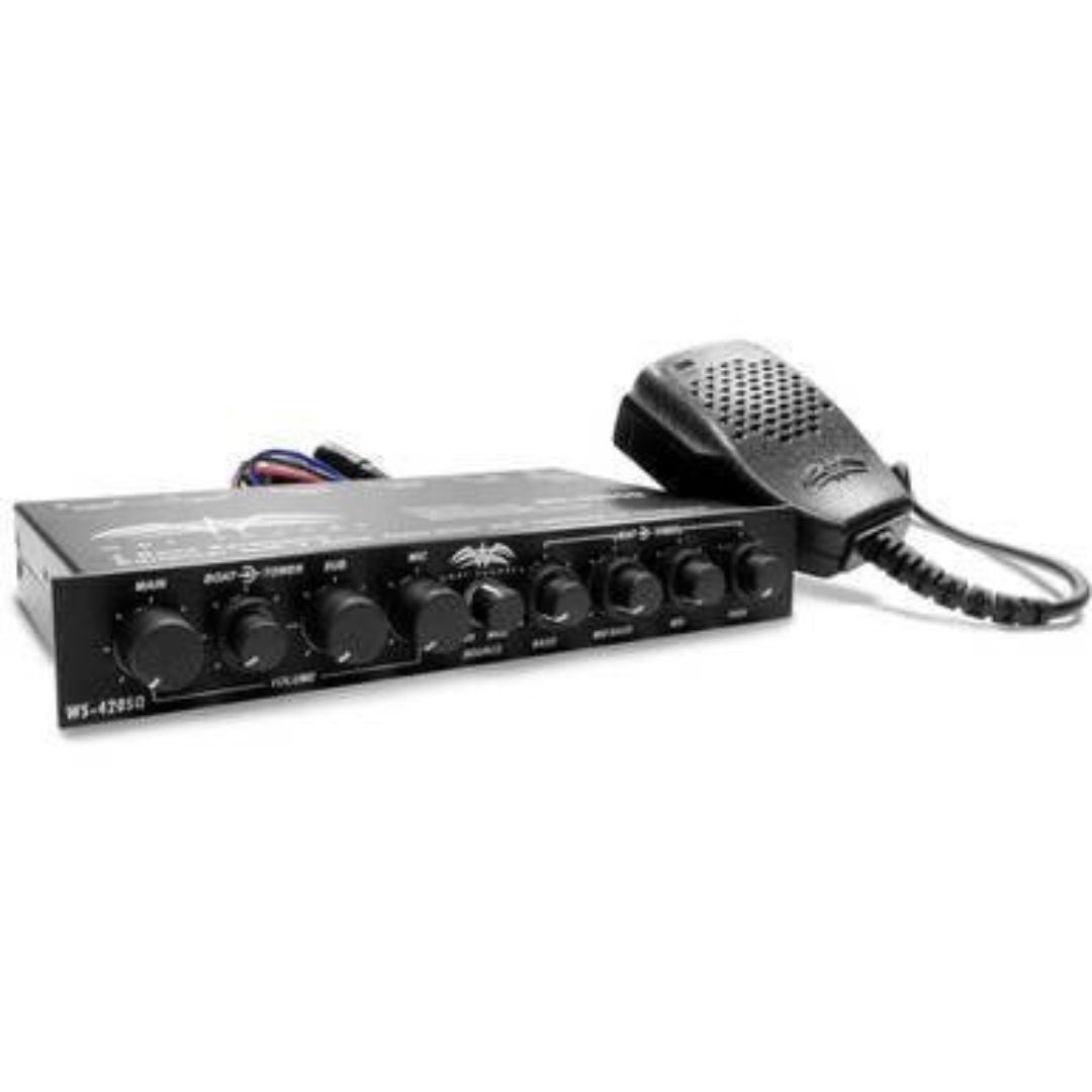 Wet Sounds, Wet Sounds WS-420 SQ, Dual Band EQ W/ 3 Zone Control and Built-In Mic