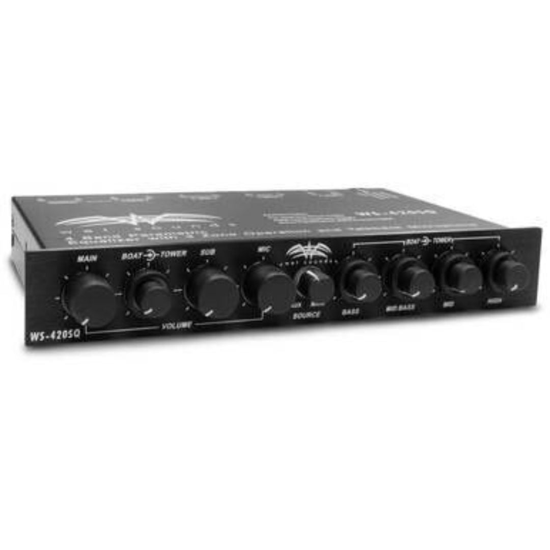 Wet Sounds, Wet Sounds WS-420 SQ, Dual Band EQ W/ 3 Zone Control and Built-In Mic