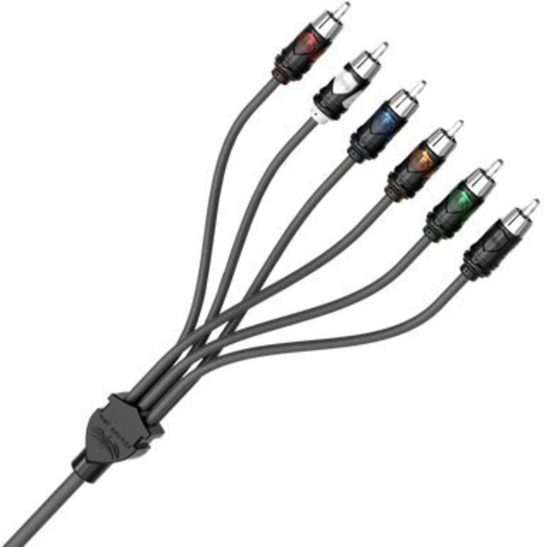 Wet Sounds, Wet Sounds WWX-RCA 6CH 17FT, 6 Channel Quad Shielded RCA Cable w/ High Contact RCA Tips - 17ft