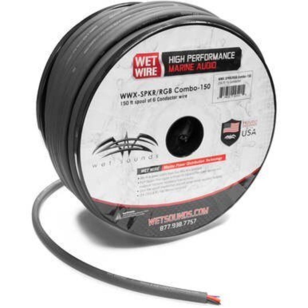 Wet Sounds, Wet Sounds WWX-SPKR/RGB Combo-150, 6 Conductor Wire - 12 Gauge Speaker Wire w/22 Gauge RGB Wire